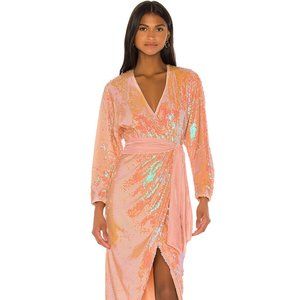 Song of Style Vernon Midi Dress in Opaline Peach